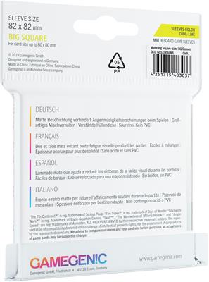 Gamegenic Matte Board Game Sleeves Big Square 82X82 50ct